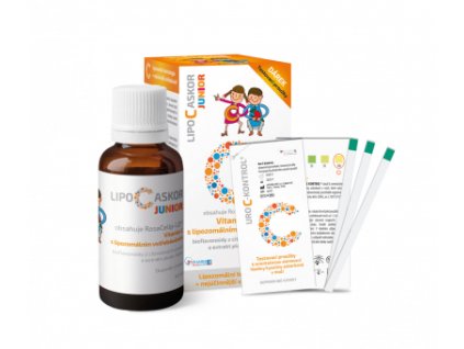 Lipo C Askor JUNIOR sir 110 ml + testovacie prúžky 4 ks, vitamín C s lipozomálnym vstrebávaním