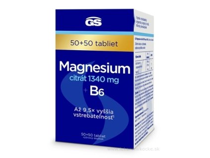 GS Magnesium citrát 1340 mg + B6 50 + 50 tabliet