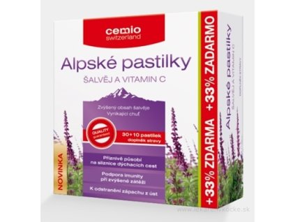 Cemio Alpské pastilky ŠALVIA A VITAMÍN C pastilky 30+10 (33% zadarmo) (40 ks)