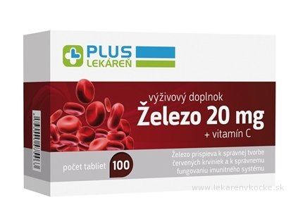 PLUS LEKÁREŇ Železo 20 mg + vitamín C 100 ks