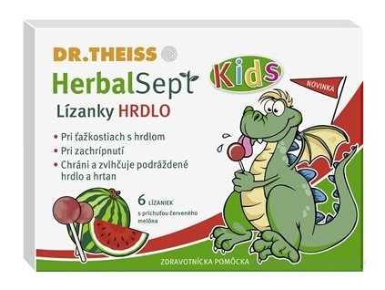 Dr. Theiss HerbalSept Kids Lízanky Hrdlo 6 lízaniek s melónovou príchuťou