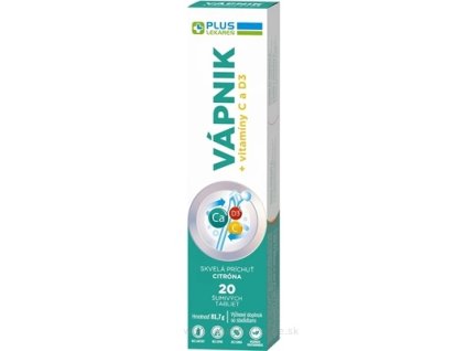 PLUS LEKÁREŇ VÁPNIK + vitamíny C a D3 šumivé tbl, s príchuťou citróna 1x20 ks