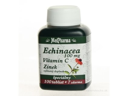 MedPharma Echinacea 100 mg + C + Zinok 107 tbl – komplexná podpora imunity v období prechladnutia
