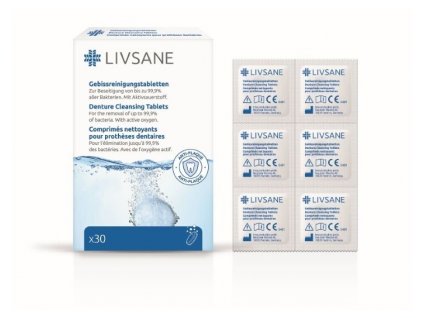 LIVSANE Čistiace tablety na zubné náhrady 30 kusov