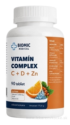 BIOMIC Vitamín Complex C + D + Zinek, tablety, 90 ks