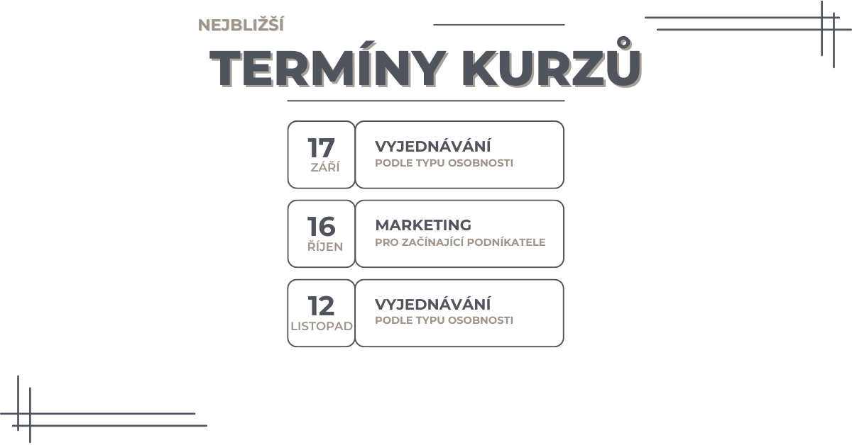 termíny kurzů vyjednávání marketing podnikatele