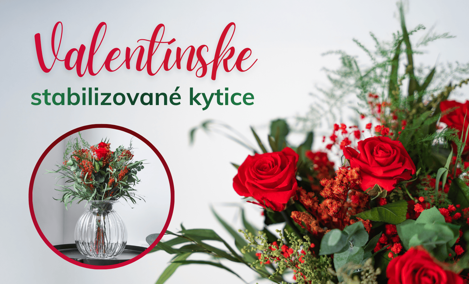 Stabilizovaná valentínska kytica
