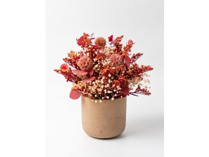 Stabilizovaný aranžmán v kompozitnom kvetináči „Autumn Mood“ – jesenné farby