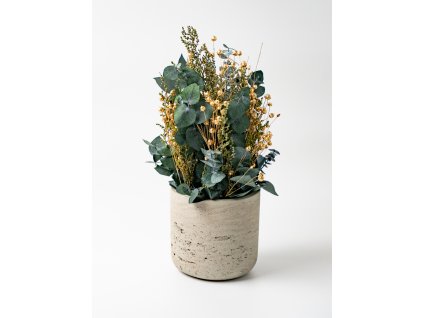 Stabilizovaný aranžmán „Frosted Winter” v kompozitnom kvetináči