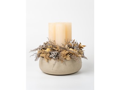 Adventný veniec Nature v svetlom kompozitnom kvetináči