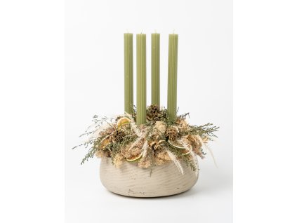 Adventný veniec Soft Green so zelenými vysokými sviečkami