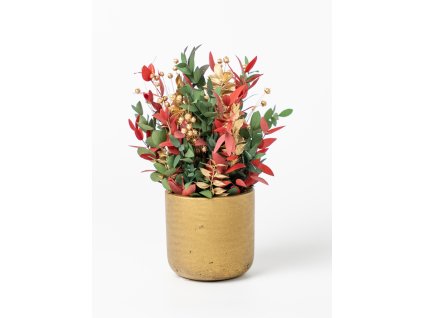 Stabilizovaný aranžmán Festive Eucalyptus v zlatom kvetináči