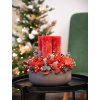 tabilizovaný červený adventný veniec v kvetináči