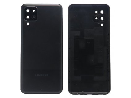 Zadní kryt s krytem fotoaparátu pro Samsung Galaxy A12 (SM-A125F) v černé barvě.