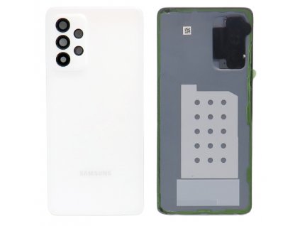 Detailní pohled na bílý zadní kryt pro Samsung Galaxy A52 4G/5G a A52s 5G (Awesome White) s otvory pro fotoaparát.