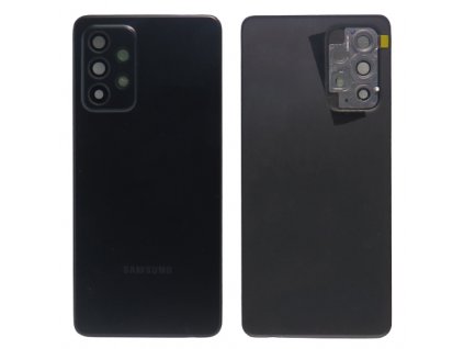 Detailní pohled na černý zadní kryt pro Samsung Galaxy A52 4G/5G a A52s 5G (Awesome Black) s otvory pro fotoaparát.
