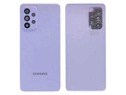 Detailní pohled na fialový zadní kryt pro Samsung Galaxy A52 4G/5G a A52s 5G (Awesome Violet) s otvory pro fotoaparát.