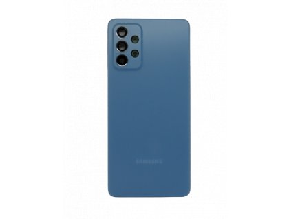 Detailní pohled na modrý zadní kryt (Awesome Blue) pro Samsung Galaxy A72 (SM-A725F) a A72 5G (SM-A726B), zvýrazňující kvalitu materiálu a přesné provedení otvoru pro kameru.