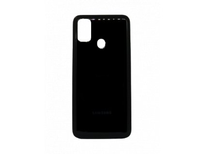 Zadní kryt pro Samsung Galaxy M21 (SM-M215F) v černé barvě Raven Black s výřezy pro fotoaparát a snímač otisků prstů.