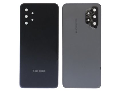 Detailní pohled na černý zadní kryt pro Samsung Galaxy A32 5G (SM-A326B) s viditelnými otvory pro fotoaparát.