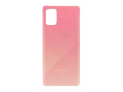 Detailní pohled na růžový zadní kryt Prism Crush Pink pro Samsung Galaxy A71 (SM-A715F) s viditelnými otvory pro fotoaparát.