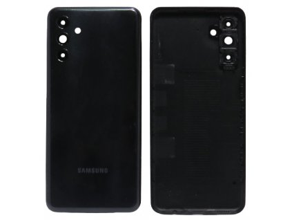 Zadní kryt s krytem fotoaparátu pro Samsung Galaxy A04s (SM-A047F) v černé barvě.