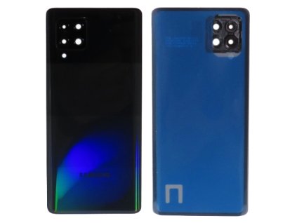 Detailní pohled na černý zadní kryt Prism Dot Black pro Samsung Galaxy A42 5G (SM-A426B) s viditelnými otvory pro fotoaparát.