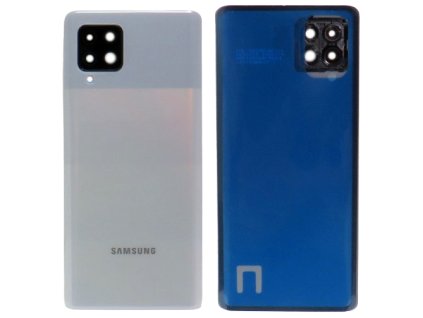 Detailní pohled na šedý zadní kryt Prism Dot Gray pro Samsung Galaxy A42 5G (SM-A426B) s viditelnými otvory pro fotoaparát.