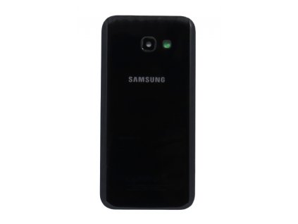 Detailní pohled na černý zadní kryt (Black Sky) pro Samsung Galaxy A5 2017 (SM-A520FN), zvýrazňující kvalitu materiálu a přesné provedení otvoru pro kameru.