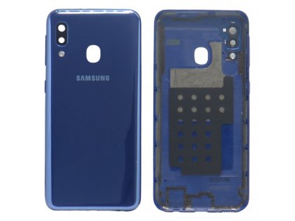 Zadní kryt s krytem fotoaparátu pro Samsung Galaxy A20e (SM-A202F) v modré barvě.