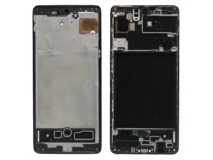 Středový rám pro Samsung Galaxy A71 (SM-A715F), detailně ukazující otvory pro komponenty a boční tlačítka.