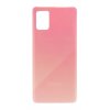 Detailní pohled na růžový zadní kryt Prism Crush Pink pro Samsung Galaxy A71 (SM-A715F) s viditelnými otvory pro fotoaparát.