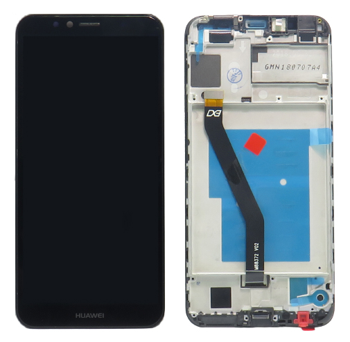 Eredeti LCD Huawei Y6 2018 / Y6 Prime 2018  képernyő + érintőfelület fekete + keret