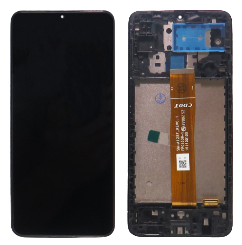 Eredeti LCD Samsung Galaxy A12 (a125)  képernyő+ érintőfelület fekete + keret