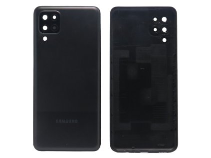 Capac spate Samsung Galaxy A12 + sticlă cameră foto - negru