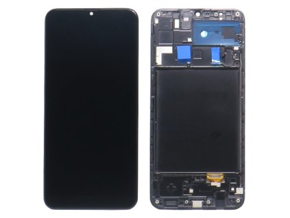 Náhrada LCD Displej Samsung Galaxy A20 (SM-A205F) + dotyková plocha čierna + Rám  - LCD náhrada + Rám