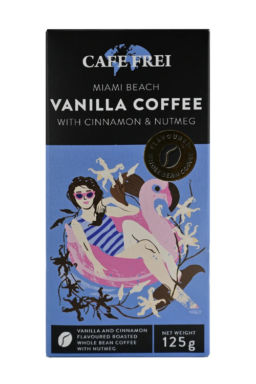 CAFE FREI Káva, pražená, zrnková, 125 g, Miami vanilka"