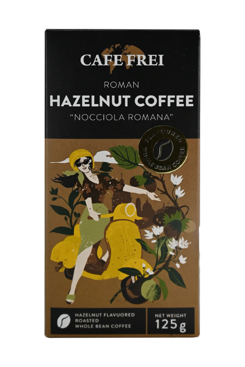 CAFE FREI Káva, pražená, zrnková, 125 g, Rímska oriešková káva",