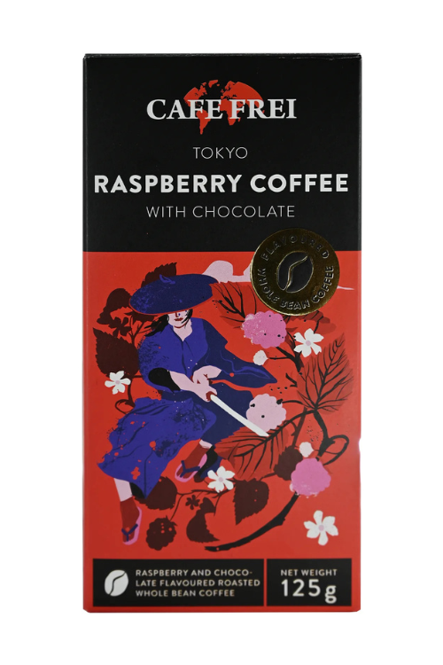CAFE FREI Káva, pražená, zrnková, 125 g, Tokijská čokola-malina