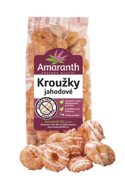 Amaranth kružky jahodové 50g