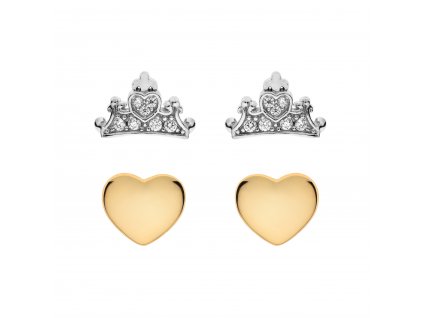 10858 disney set detskych nausnic srdce a korunky stribrny pozlaceny ss00001tzwl cs