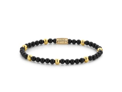 Rebel & Rose náramek Black Panther s pozlacenou sponou, 4mm (Velikost XS)