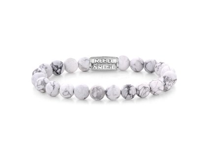 Rebel & Rose pánský kuličkový náramek, Virgine White, 8mm (Velikost M)