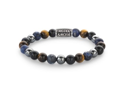 Rebel & Rose pánsky guličkový náramok, Blue Rain Vintage, 8mm