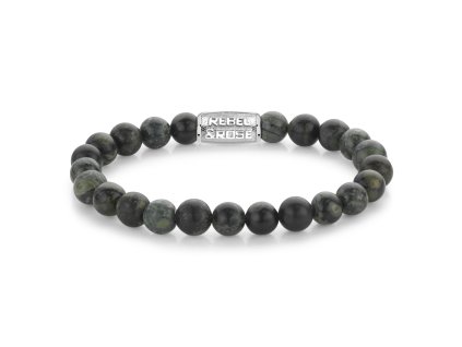 Rebel & Rose pánský kuličkový náramek, Green Rock, 8mm (Velikost M)