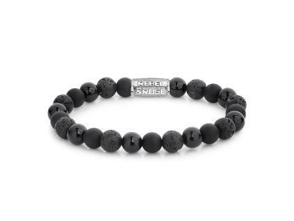 Rebel & Rose pánský náramek Black Rocks, 8mm (Velikost M)