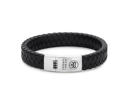 Rebel & Rose pánský náramek Braided Flat 925 Black (Velikost M)