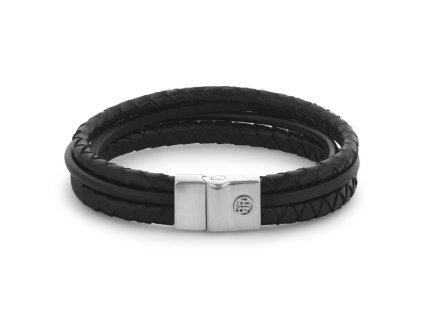 Rebel & Rose pánský kožený náramek s bezpečnostní sponou Full Metal Premium Combo Black (Velikost M)