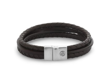 Rebel & Rose pánský kožený náramek s bezpečnostní sponou Full Metal Premium Combo Brown (Velikost M)