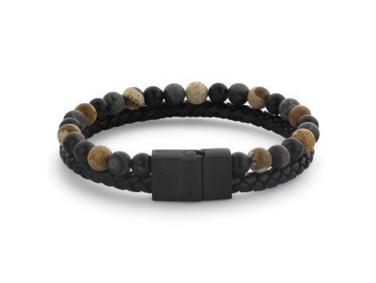 Rebel & Rose pánský dvojitý náramek s bezpečnostní sponou Full Metal Combo Autumn Storm (Velikost M)